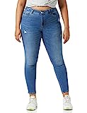 ONLY Damen Skinny Fit Jeans | Stone Wash Stretch Denim Regular Waist | 5-Pocket Destroyed Details ONLWAUW, Farben:Blau, Größe:L / 30L, Z-Länge:L30